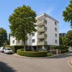 Energetisch modernisiertes Mehrfamilienhaus der Quartiersentwicklung Meiseneck und Taubenweg in Gummersbach-Bernberg nach Fassaden- und Balkonsanierung.